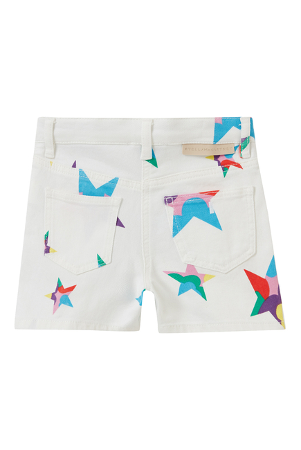 Star Print Denim Shorts